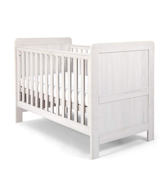 Atlas 4 Piece Cotbed with Dresser Changer, Wardrobe, and Essential Pocket Spring Mattress Set- White image number 2